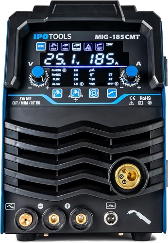 IPOTOOLS Poste de soudage combiné MIG-185CMT Poste de soudage 7 en 1 TIG MIG MAG avec découpeur plasma 45 A Synergic Inverter Poste de soudage 185 A avec FLUX | 230V | 7 ans de garantie - 2