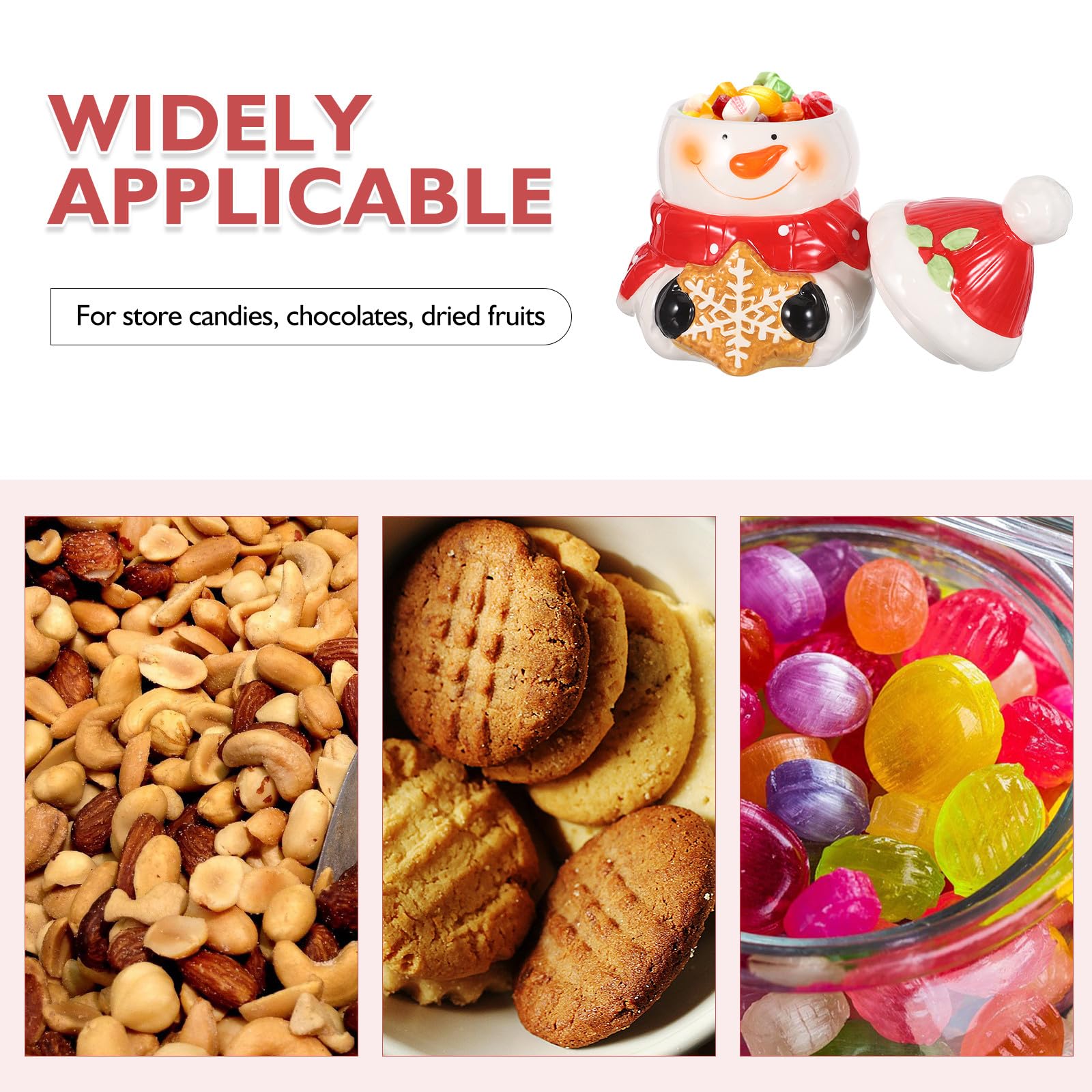 Uonlytech Récipient en Céramique Forme Personnage de Neige avec Couvercle Hermétique pour Biscuits et Friandises, Décoration Festive de Noël Cuisine et Fêtes