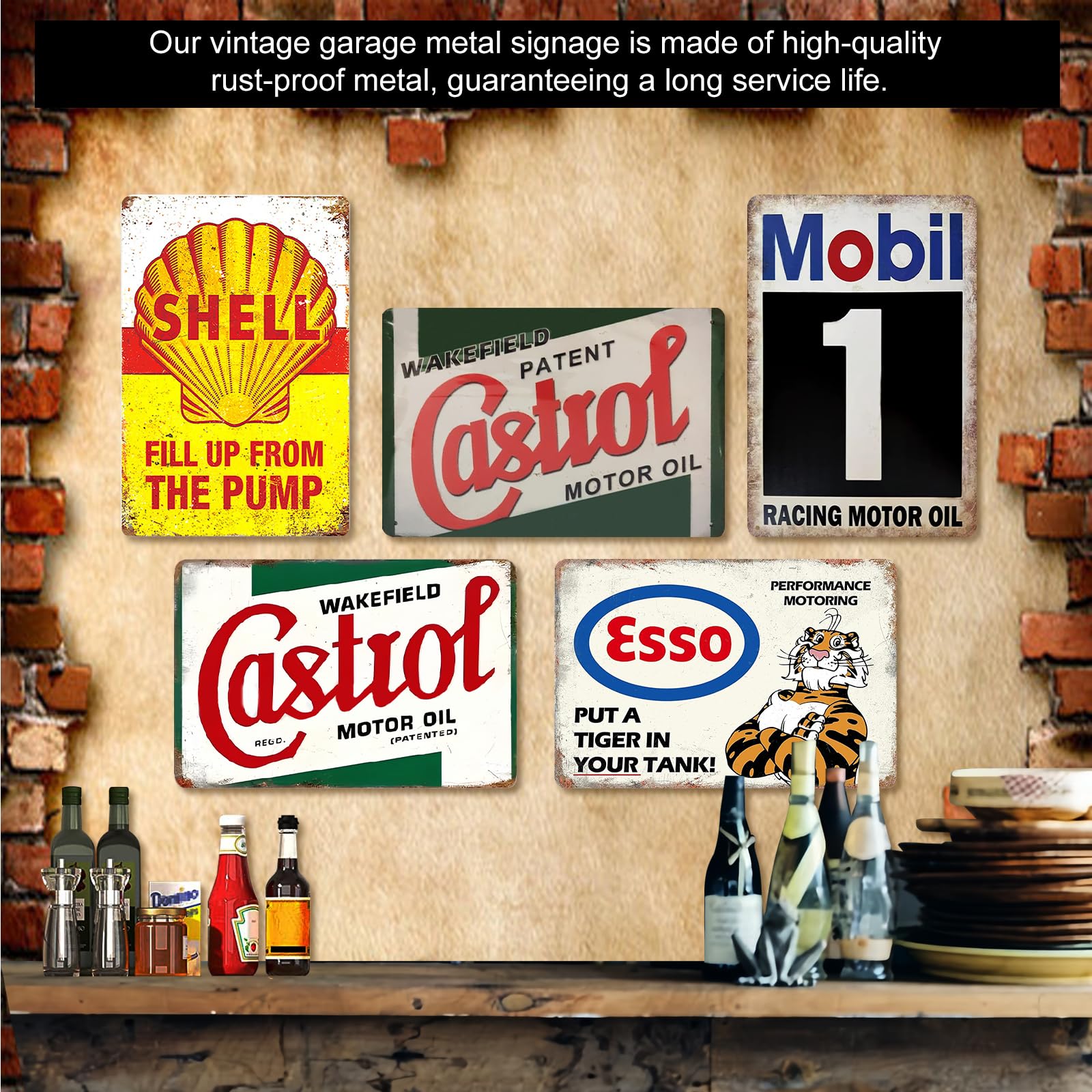 Cartello in metallo personalizzato per garage: targa personalizzata per moto d'epoca con umorismo sulla regola degli attrezzi per officina o caverna dell'uomo - Italia