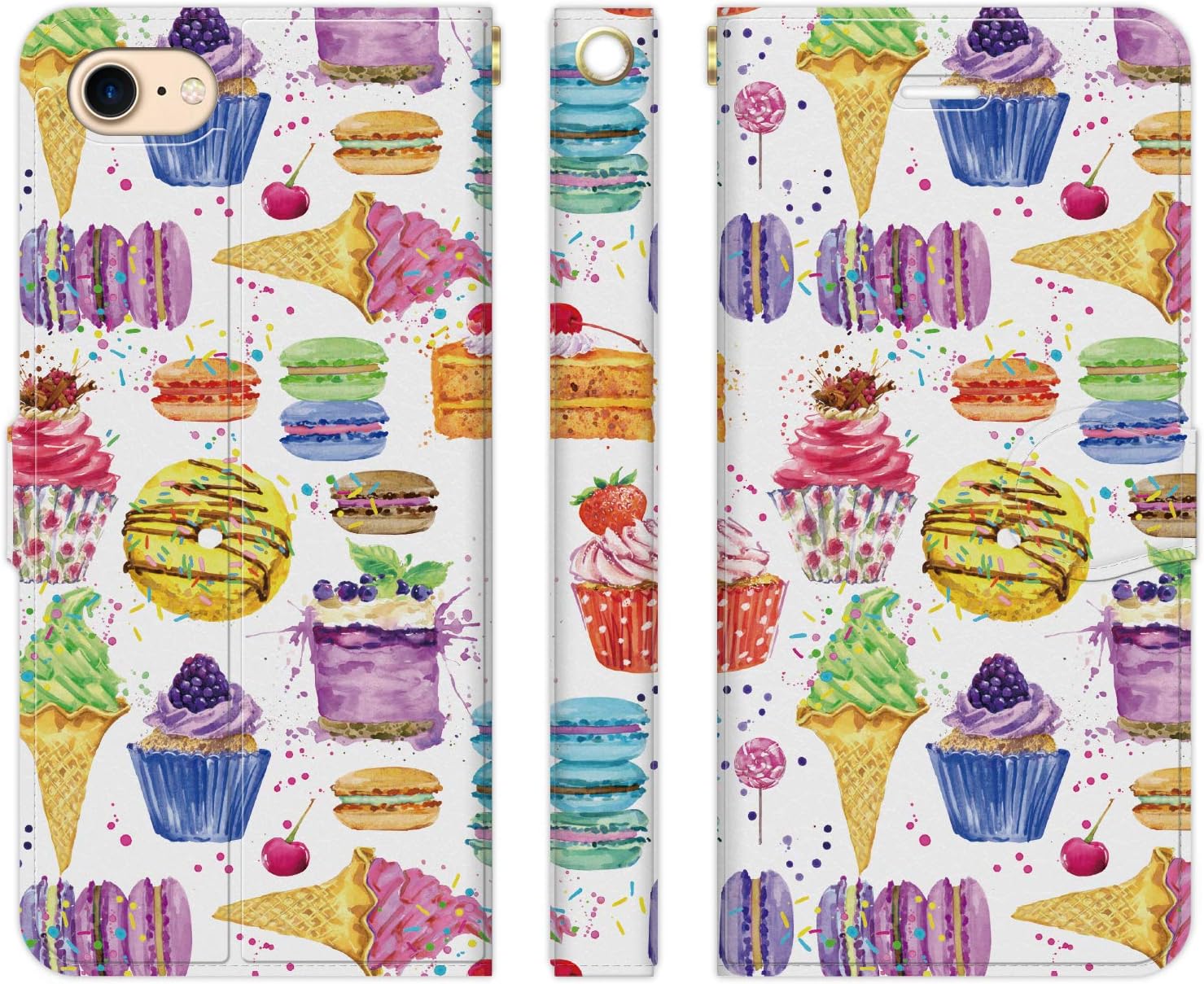 Amazon Co Jp Ruuu Oppo A55s 5g A102op Cph2309 対応 手帳型 スマートフォン スマホ ケース カバー 水彩 Sweets スウィーツ 食べ物 カラフル フルーツ マカロン ガーリー おしゃれ かわいい ユニーク 個性的 ゆめかわ ゆめかわいい アイス ケーキ チェリー スイーツ