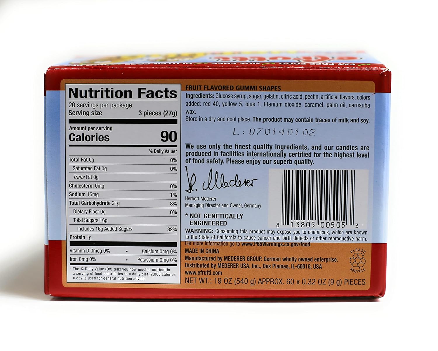 eFrutti Gummi Hot Dog Shape ( 60 Pieces ) Display Box Individual Wrap Gummy by Look-On