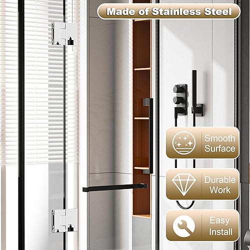 Miniatura 4 de Alise Bisagras de puerta de ducha de vidrio, Bisagras de puerta de ducha de 180 grados para puertas de vidrio,Bisagras de gabinete de acero Cromo