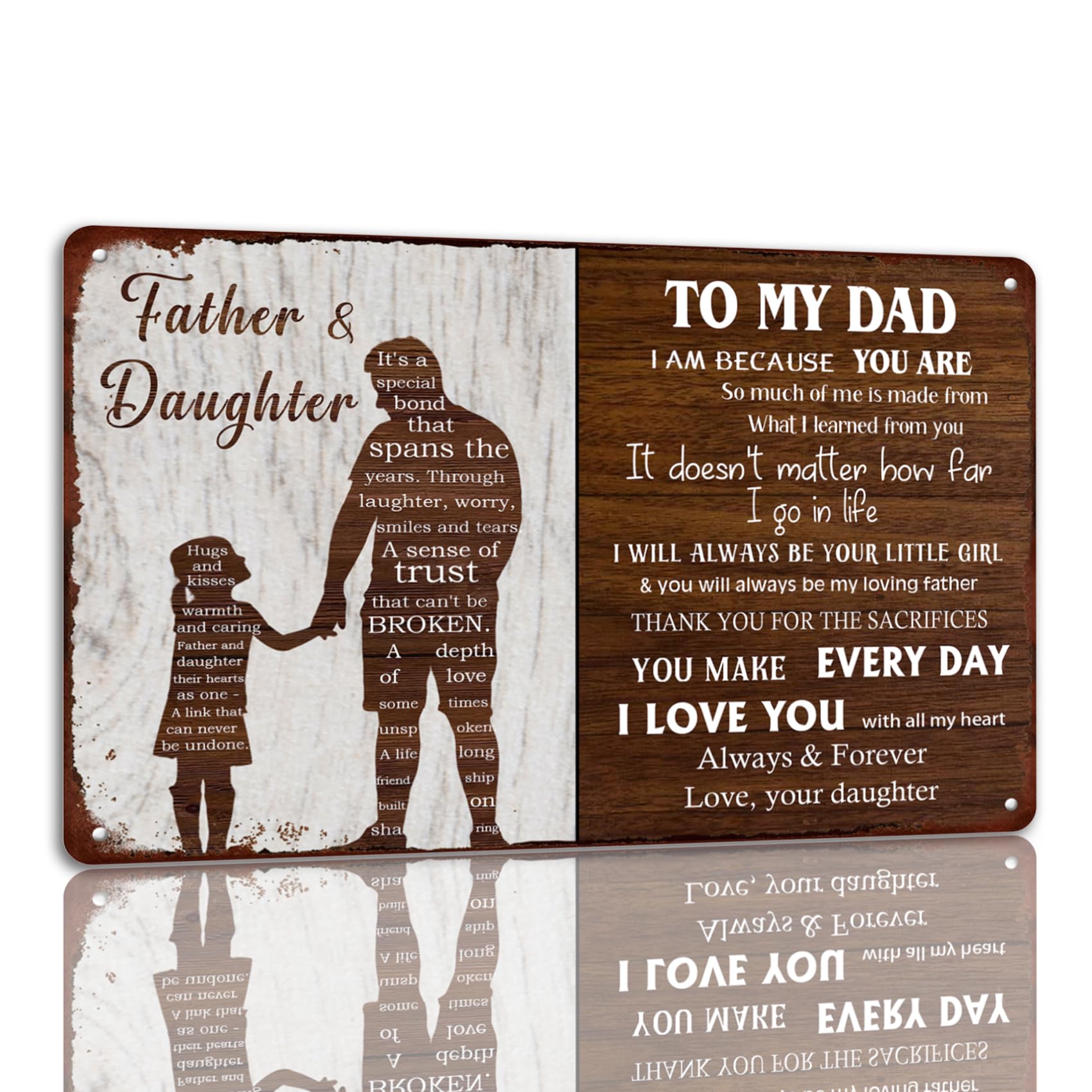 SMAZDFXX Father & Daughter Metal Sign Father's Day Tin Sign Unbreakable Bond Wall Art Vintage Home Decor Birthday For Dad 8"x12"