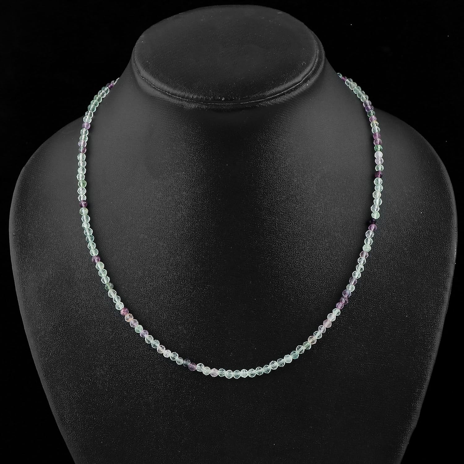 Natural Beaded Necklace Adjustable Choker Crystal Handmade Jewelry, 3 To 3.5 mm Beads, Hypoallergenic 18 Inch Silver Plated Gemstone Necklaces For Women - Image 4