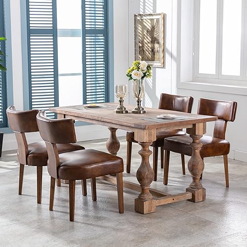 Miniatura 9 de Juego de 2 sillas de comedor modernas, cómodas sillas laterales tapizadas con patas de madera, sillas de comedor de tela de lino con respaldo