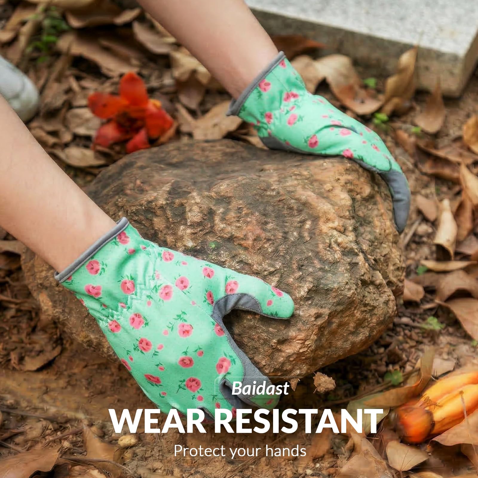 Baidast Guantes de jardinería para mujer, a prueba de espinas, guantes de jardín para mujeres para excavar, plantar, rastrillar y podar