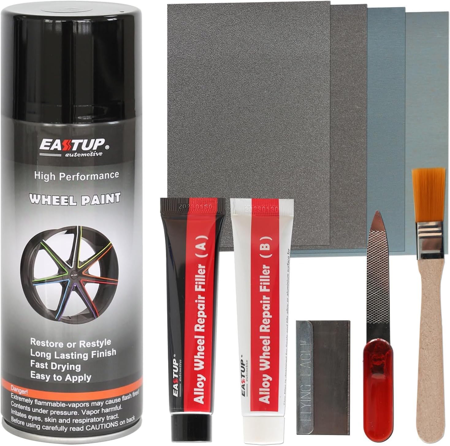 EASTUP Alloy Wheel Scratches Remove Kit Rim Touch Up Repair Kit (Satin Black)