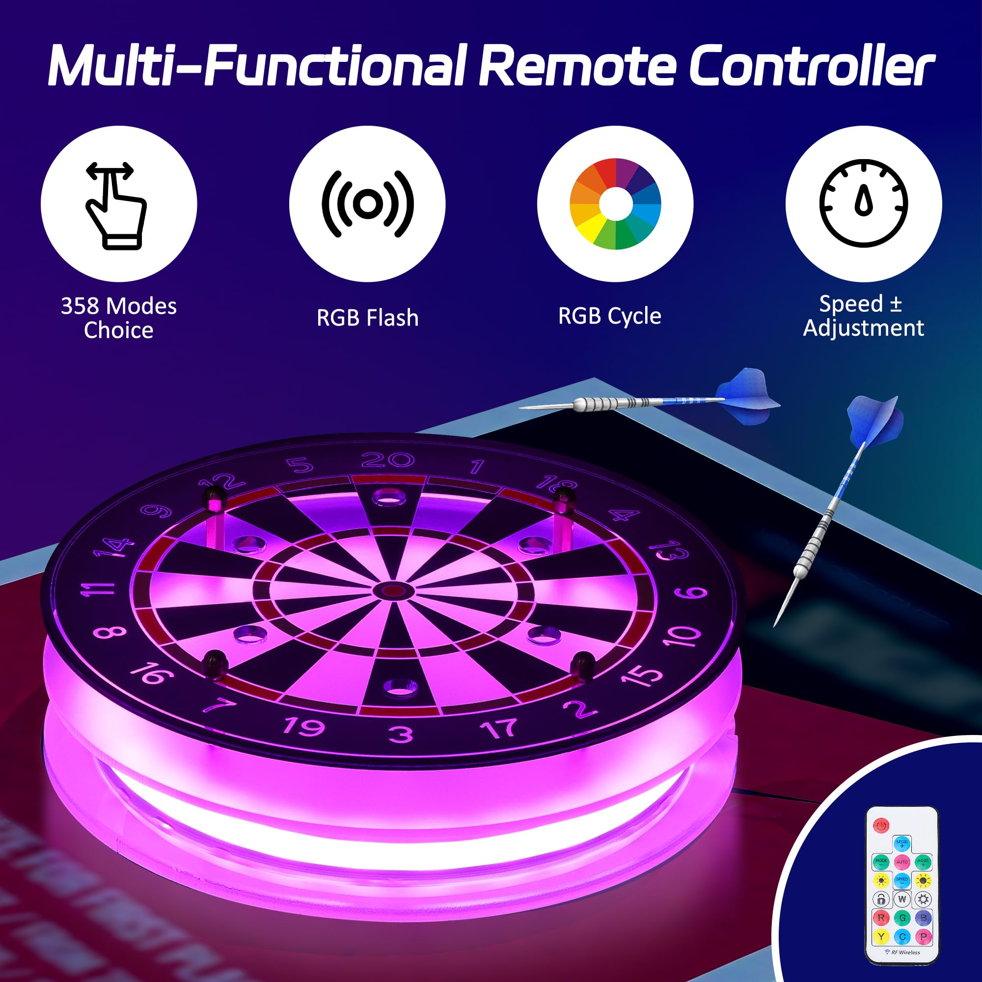 CoolGift Mart leuchtender Dartboard-Ständer, LED-Dartboard-Ständer, fasst 6 Darts, Weihnachtsdesign, Männer und Dart-Liebhaber