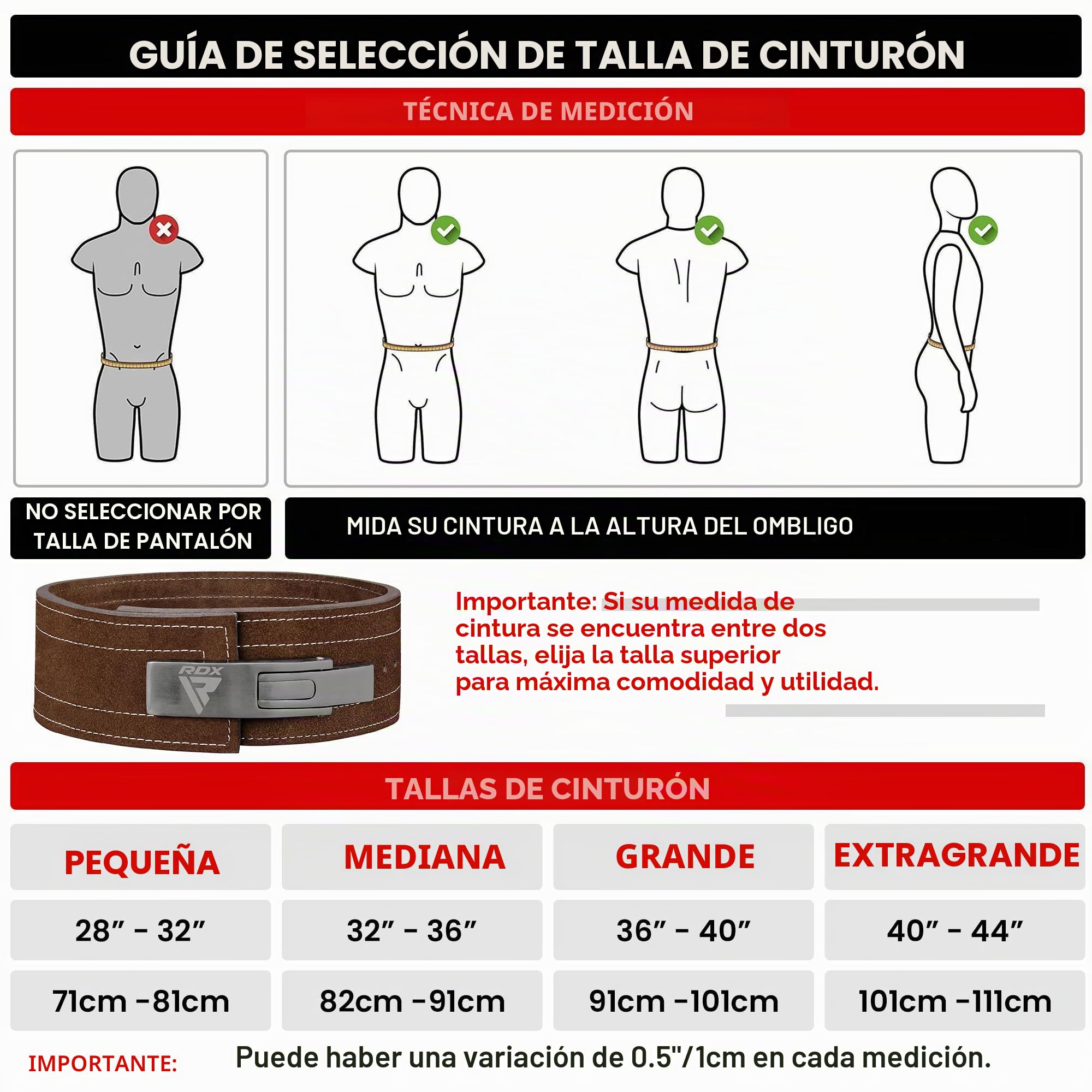 RDX 4” Gimnasio Cinturón Musculación Levantamiento de Pesas Powerlifting, Aprobado por IPL y USPA, Palanca Hebilla Soporte Lumbar Acolchado, Entrenamiento Peso Belt, Fitness Gym Ejercicio