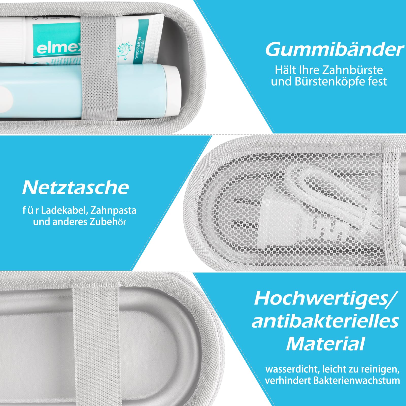 etui podróżne na szczoteczki do zębów Oral-B/Oral-B Pro/Philips Sonicare, przenośna twardoziarna torba podróżna