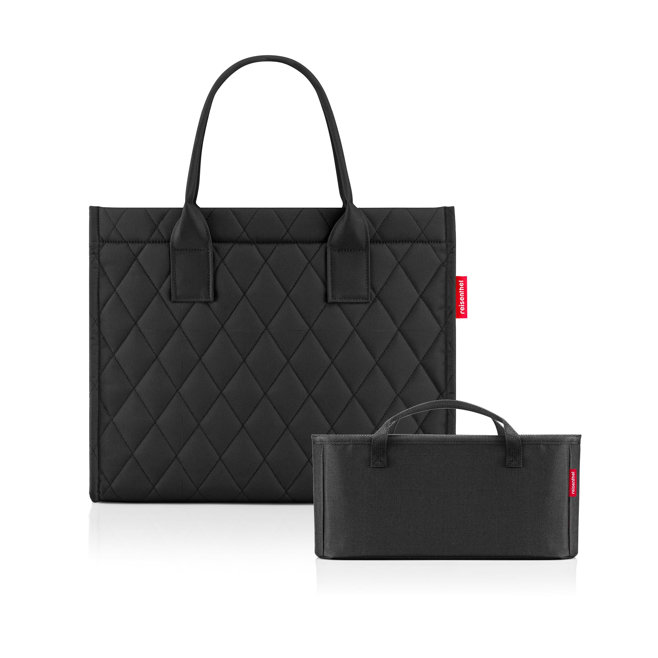 reisenthel Bundle Daily Shopper Rhombus Black + Organizer Black - Funktionelle Tasche mit Organizer-Kombination: Schluss mit Taschenchaos – mit praktischen Fächern und Tragegriffen.