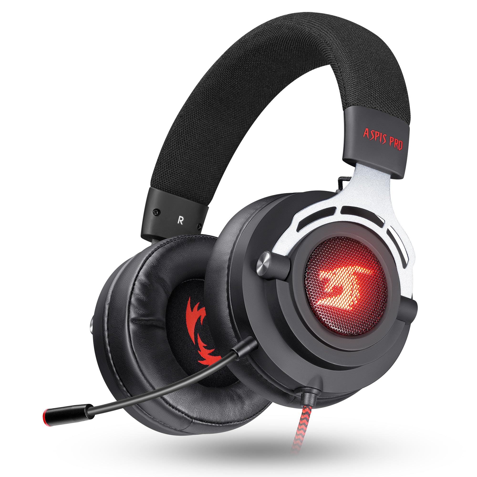 PHOINIKAS Cuffie Gaming, Stereo 7.1, Microfono Staccabile con Cancellazione del Rumore, Luci a LED