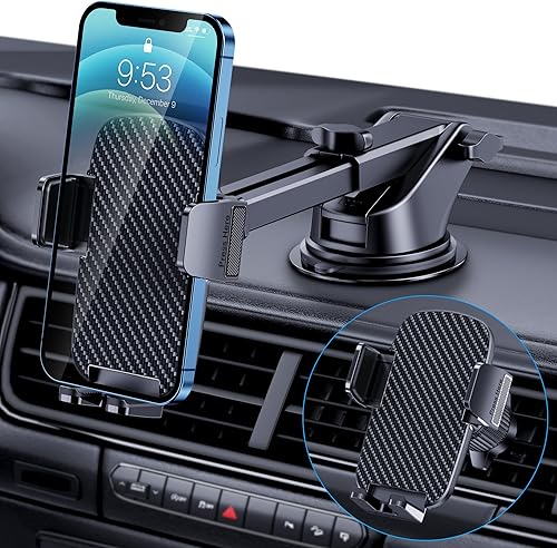Vista 10 de Soporte Universal para Teléfono de Coche - [Ventosa de Grado Militar y Clip de Seguridad] Soporte de Teléfono de Coche 3 en 1 Compatible