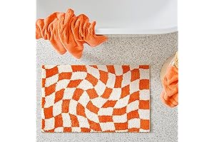 Orange Checkered Bath Rug