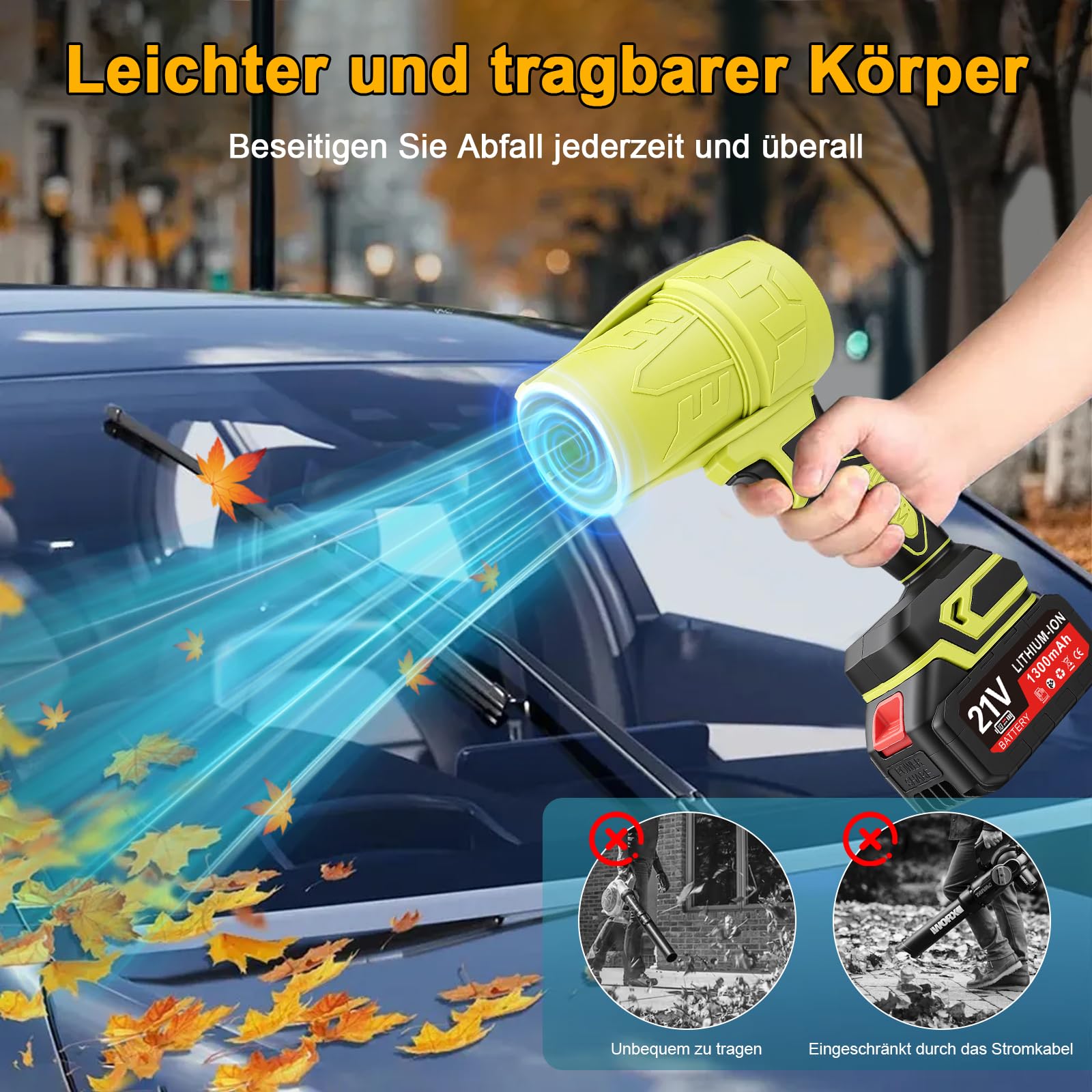 Turbo Gebläse, 600G 35000 U/Min Mini Akku Laubbläser Mit 1300mah Akku Und Ladegerät, Tragbarer Elektrische Staubgebläse LuftbläSer Schneefräse Handgebläse Turbo Fan Auto Trockner Gebläse