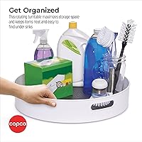 Vista 26 de Copco 5234758 - Bandeja giratoria antideslizante para despensa, 2 niveles, 12 pulgadas, color blanco y azul aqua