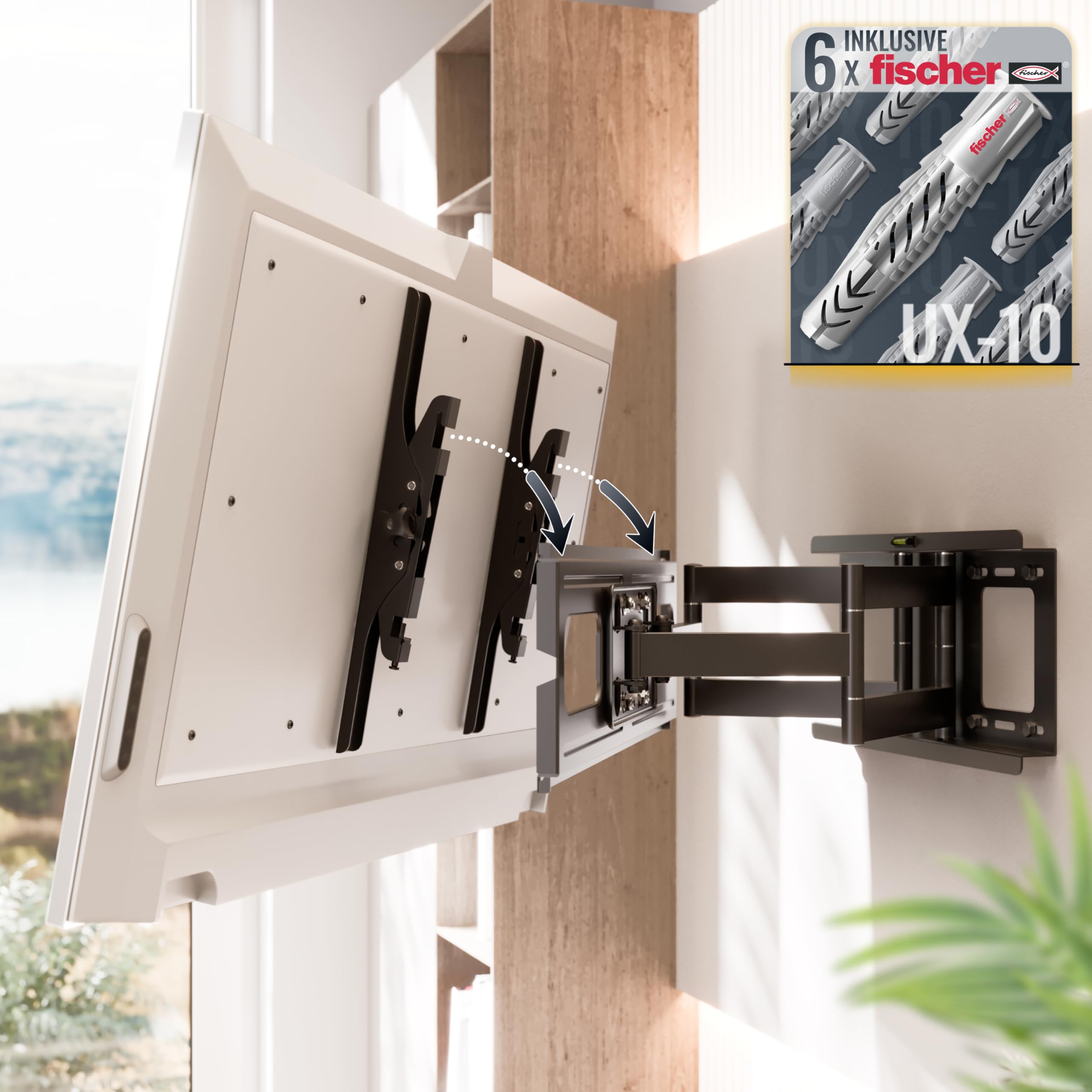 Support TV Mural RICOO 40-75 Pouces - Bras Articulé Orientable Et Inclinable - VESA 300x200 à 600x400