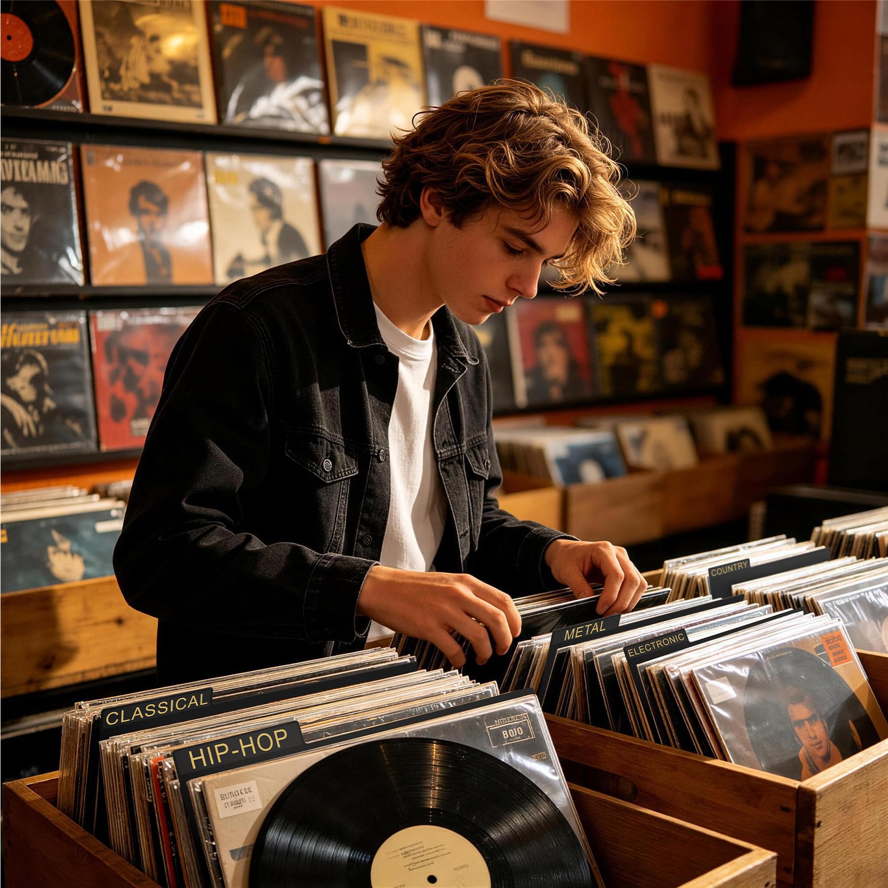 AKONEGE Paquete de 30 separadores de discos de vinilo con pestañas para