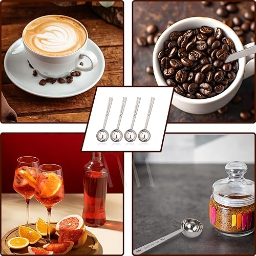 Miniatura 6 de 2 cucharadas de 2 cucharadas con asas largas, cuchara medidora de café de acero inoxidable de 1.0 fl oz, 2 cucharadas para café, leche, fruta en