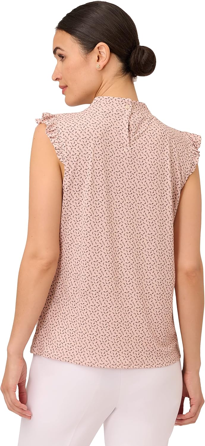 Adrianna Papell Womens Ruffle Mock Neck Tank - Image 2