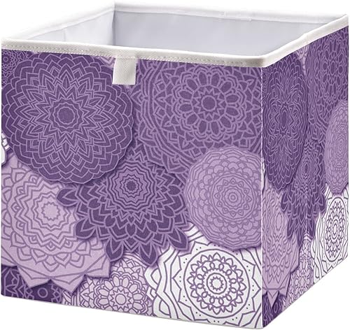 Kigai Cestas de almacenamiento plegables con diseño de mandala morada, estilo bohemio, rectangulares, para organizar la tela, organizador de
