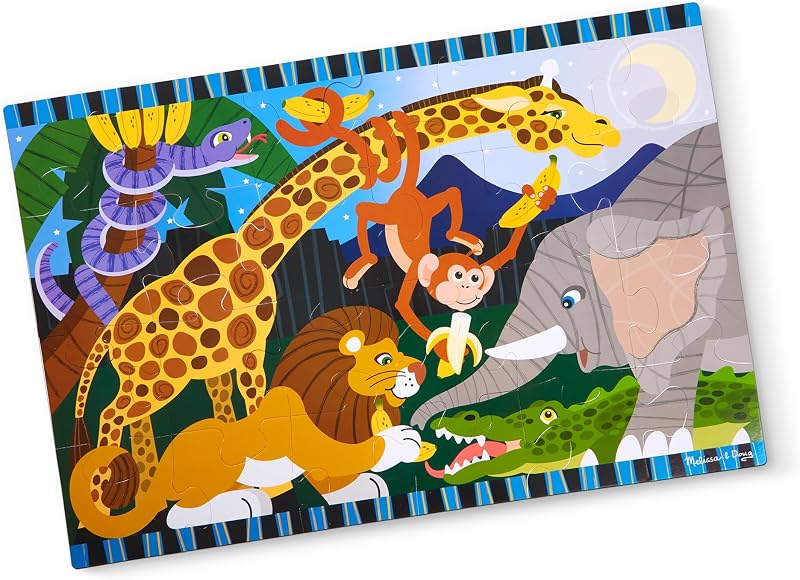 Safari Social Jumbo Floor Puzzle (24 Pieces, 2 x 3 Feet), Jigsaw Puzzle for Preschoolers and Kids Ages 3+ - FSC Certified