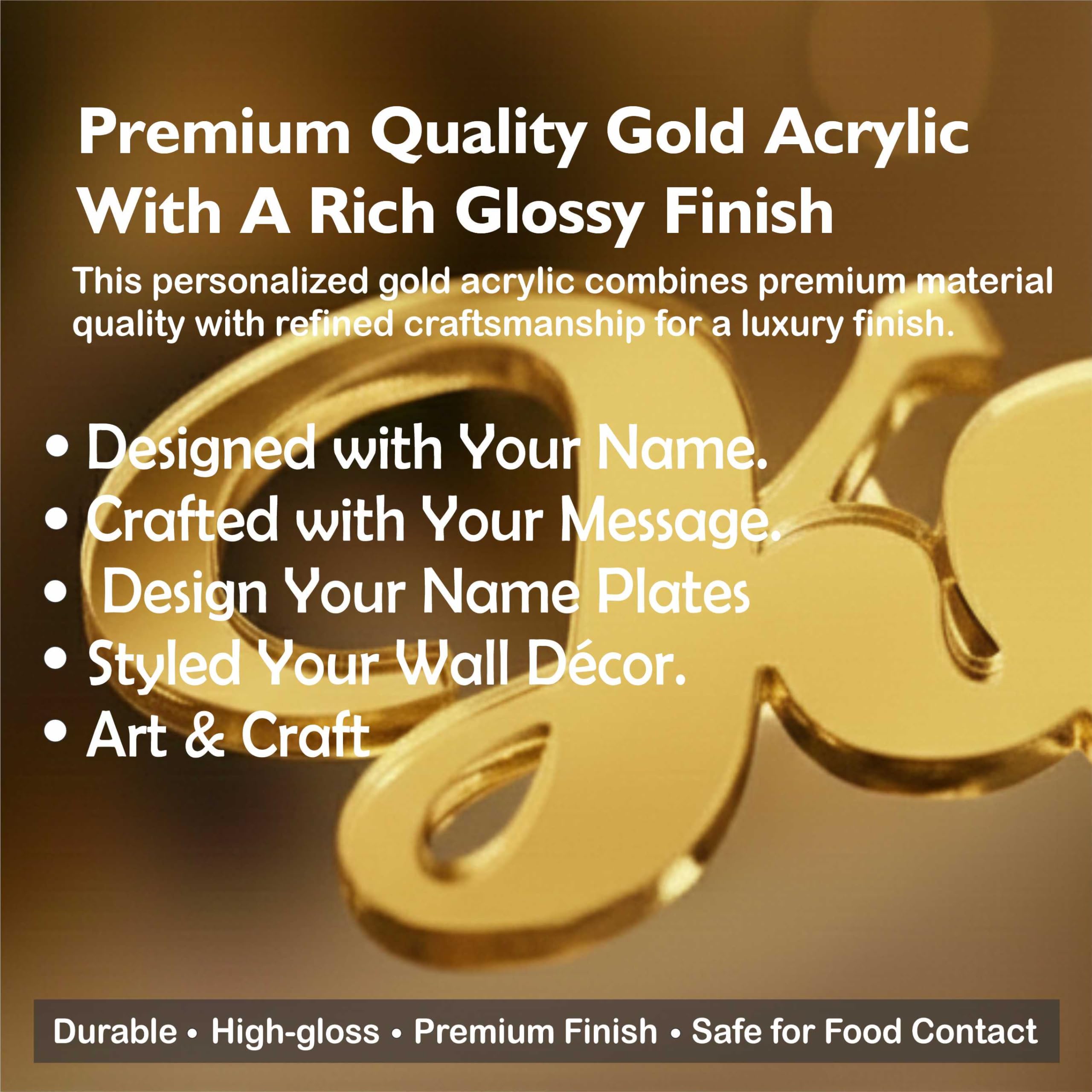 Personalized Text Cutout Alphabets Name Plates with Custom Name for Birthday, Anniversary, Engagement and Message Party Decoration, Golden Mirror Finish Wall Décor Art & Craft Customised Golden Sheet — Amazon image 2