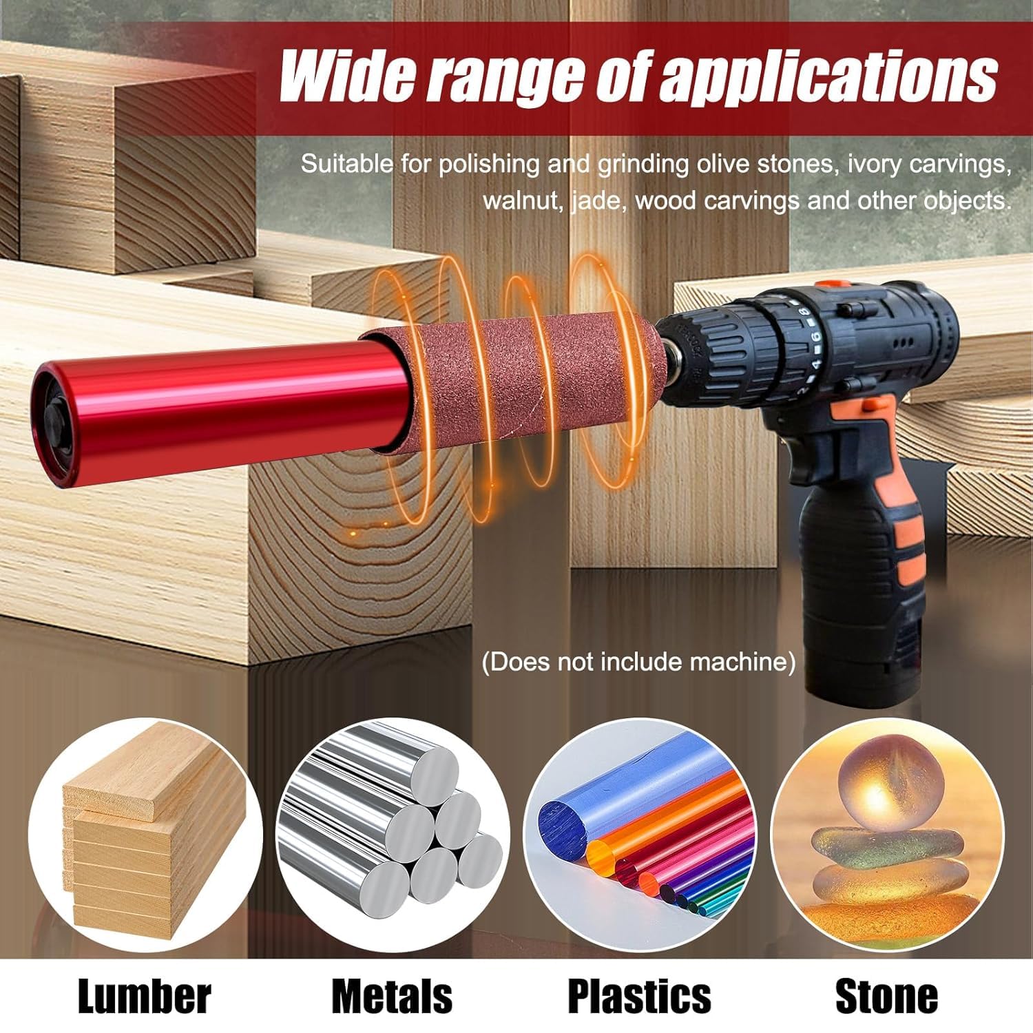 Spindelschleifer Adapter, Handgeführte Gummi Schleiftrommel Set FüR Bohrmaschinen, Spindel Schleifer Adapter Schleifwalzen Bohrer-Schleifdorn Spindelschleifer-Adaptor Mit 10 SchleifpapierhüLsen
