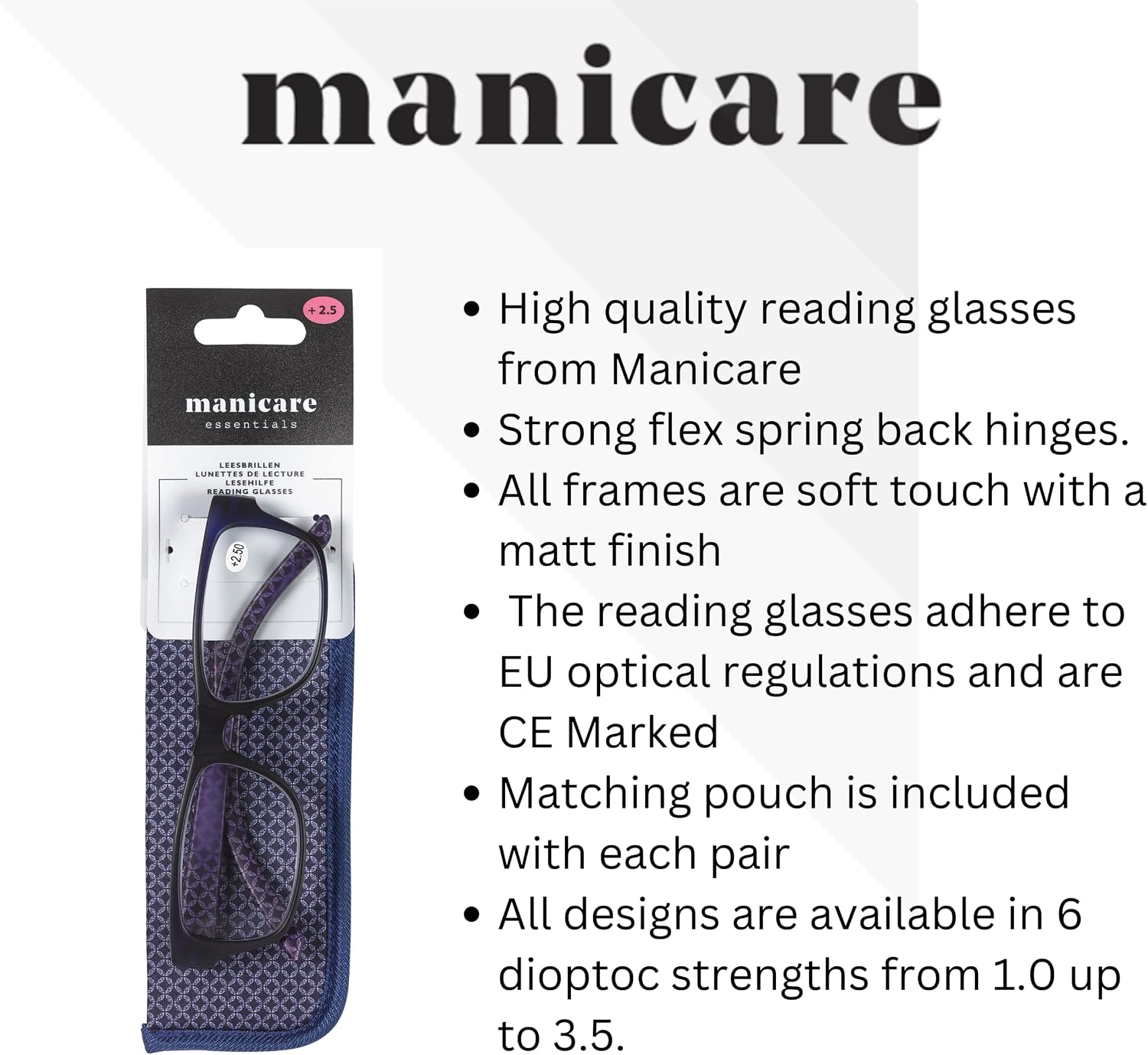 Manicare Reading Glasses for Men And Women Comfortable Lightweight With Strong Comfort Flex Hinges, Anti-Glare Lenses - Image 5