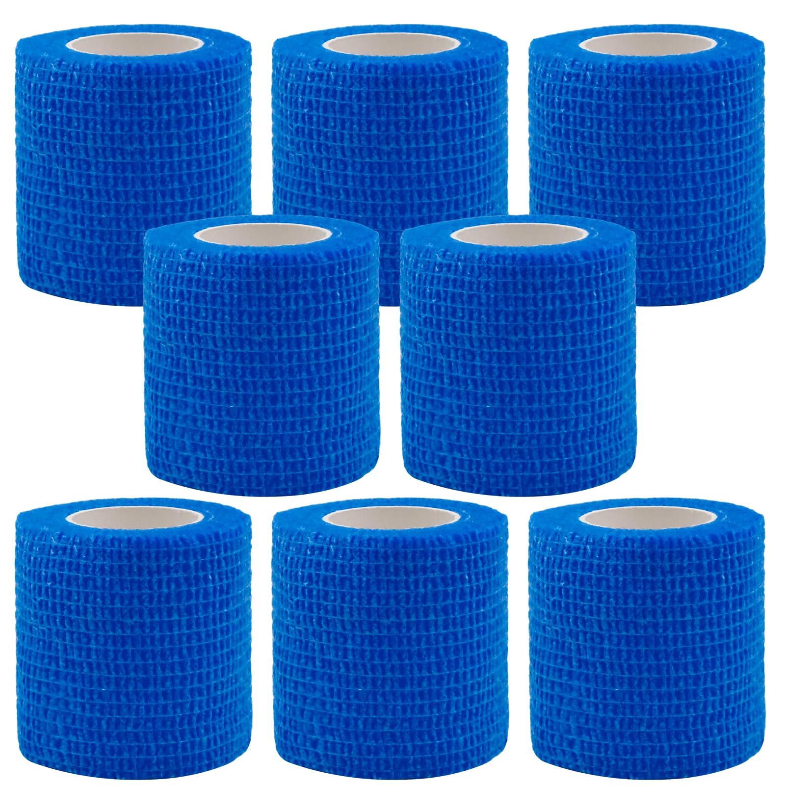 Ennoxwi 8 Rolls Cohesive Bandage, Self Adherent Vet Wrap Tape, 5cm x 4.5m Blue, for First Aid, Sports Wrist Ankle Support, Horse & Pet Animal Bandaging
