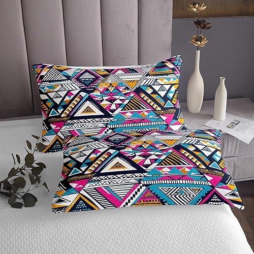 Vista 78 de Erosebridal Ethnic Tribe Feather Coverlet Set Geometric Aztec Bedspread,Western Quilted King African Tribe Arrow Retro Vintage Exotic Geometric