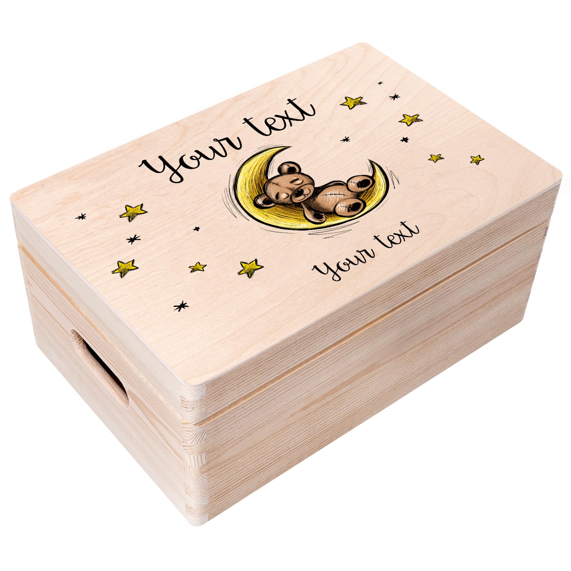 Creative Deco Personalised Baby Memory Box | Custom Keepsake Boxes | Unique Gift for Newborn Boy or Girl | Customised Wooden Storage Box with Hinged Lid | UV Print