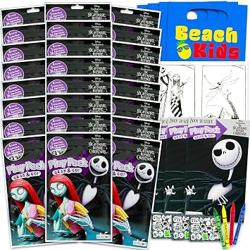 Nightmare Before Christmas Birthday Party Favors and Supplies Bundle - 12 Jack Skellington Activity Play Packs for Boys, Girls with Mini Coloring Books, and More | "NBC" Party Favors for Kids
