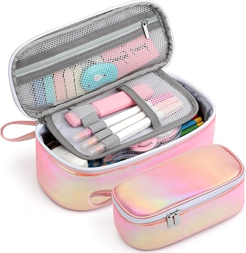 Miniatura 49 de Jcocylse Estuche para Lápices de Gran Capacidad, Bolsa Portátil para Lápices, Suministros Escolares para Estudiantes Universitarios y Adultos (Azul