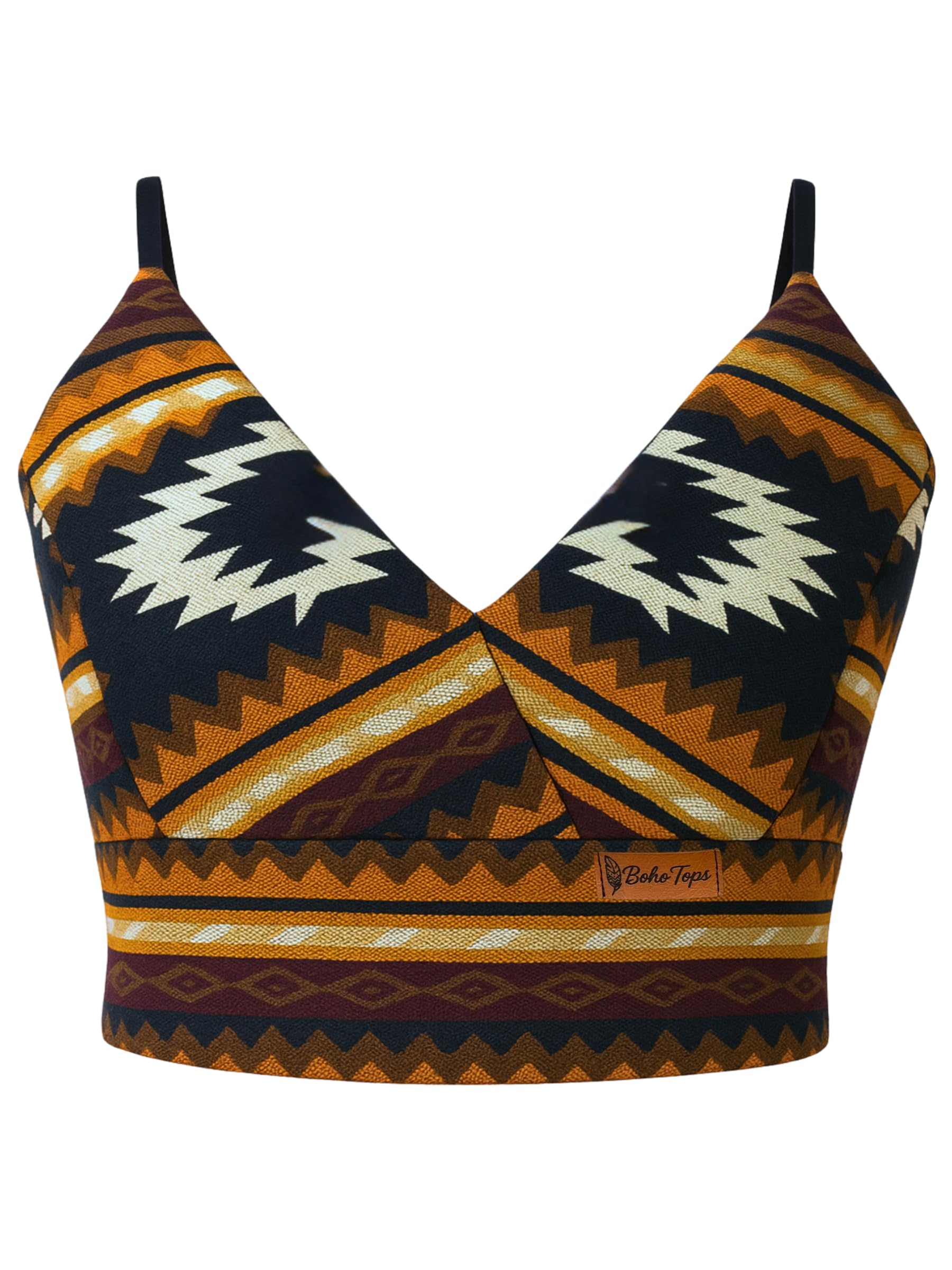 Crochet Top for Women - Hippie Clothes for Women - Cute Crop Top for Women - Concert Outfit: Medium Orange, Black, Beige