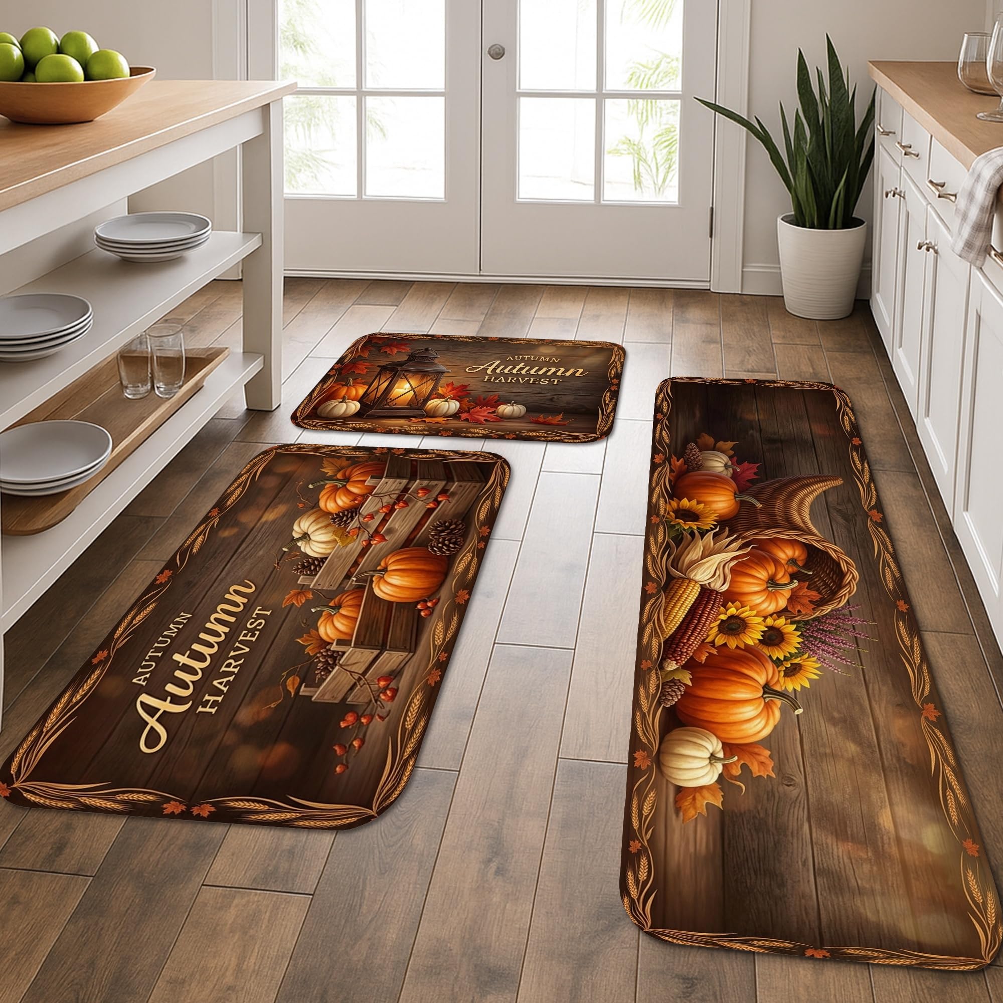 Tapis de cuisine lavables et doux lot de 3 pièces pour buanderie et salle de bain