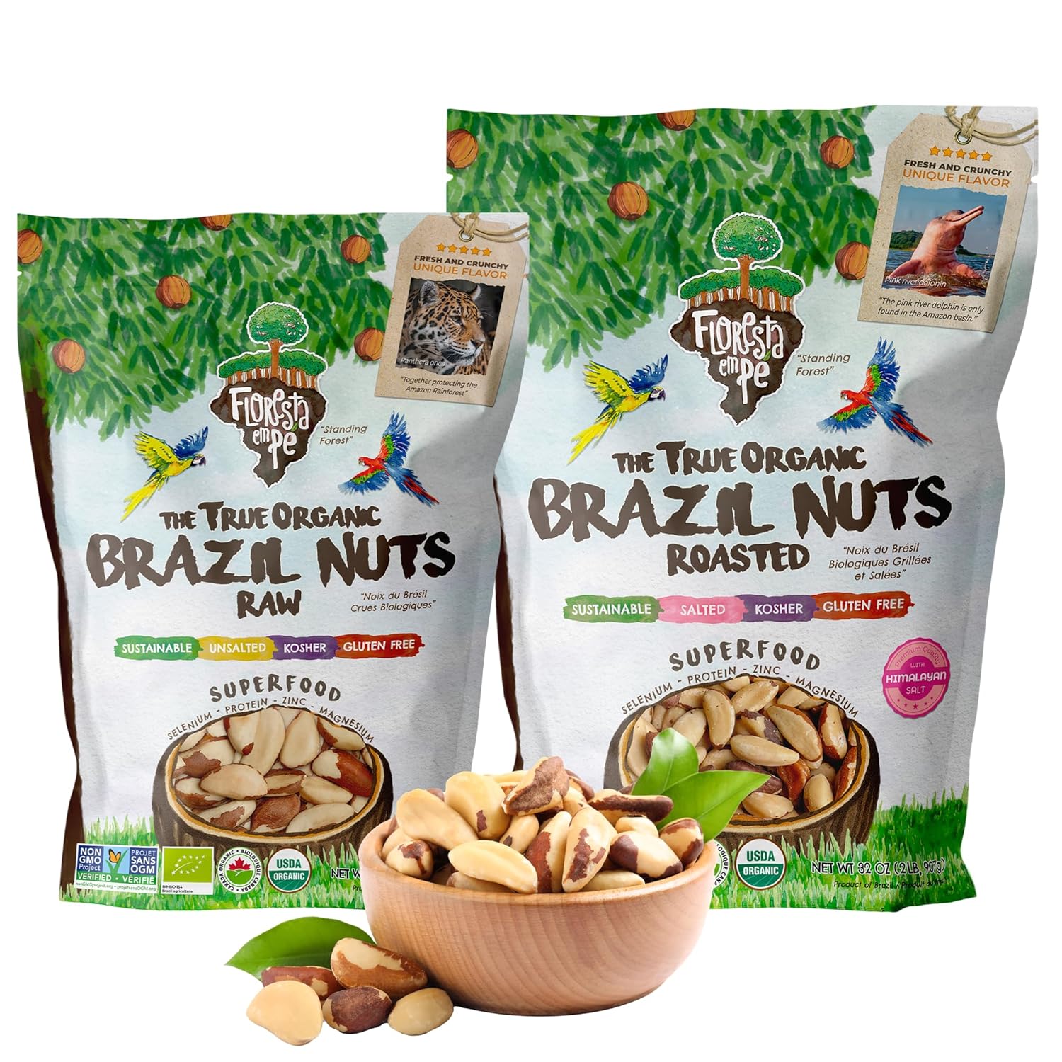 Raw Organic Brazil Nuts (15oz) + Roasted Organic Brazil