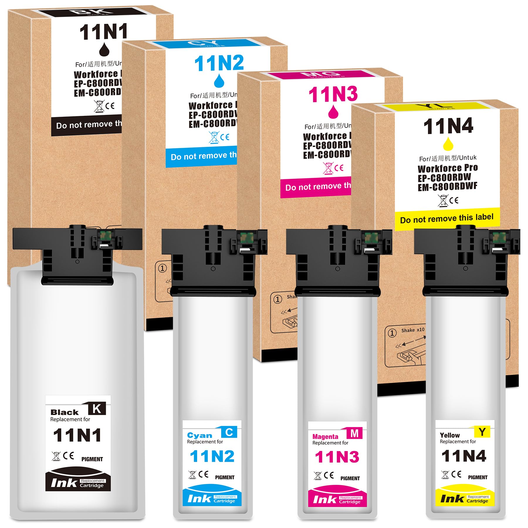 Yongaiuink T11N compatibili con EPS T11N1 T11N2 T11N3 T11N4, ricambi per pistole EPS Workforce Pro EM-C800 EM-C800 R EP-C800 EP-C800 R EM-C800R EM-C800RDWF EP-C800R EP-C800RDW (4 pezzi)