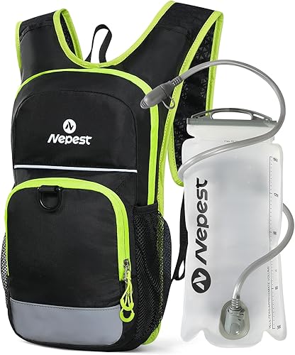 Nepest Mochila de hidratación para niños, mini mochila de agua con vejiga de agua de 1.5L para senderismo, ciclismo, correr