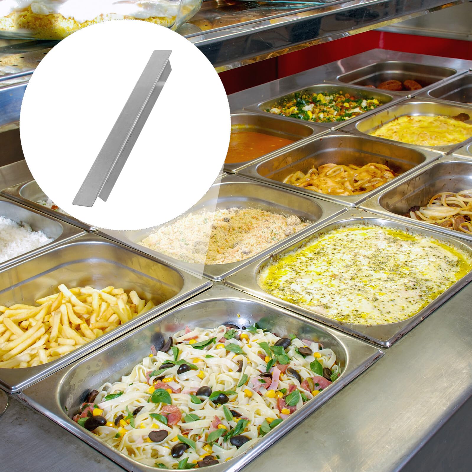SHINEOFI 4 Pezzi di Supporto Divisoria Facile da Usare e Organizzare in Inossidabile Argento per Vetrine Refrigerate Ingredienti in Ambienti di Ristorazione e Hotel