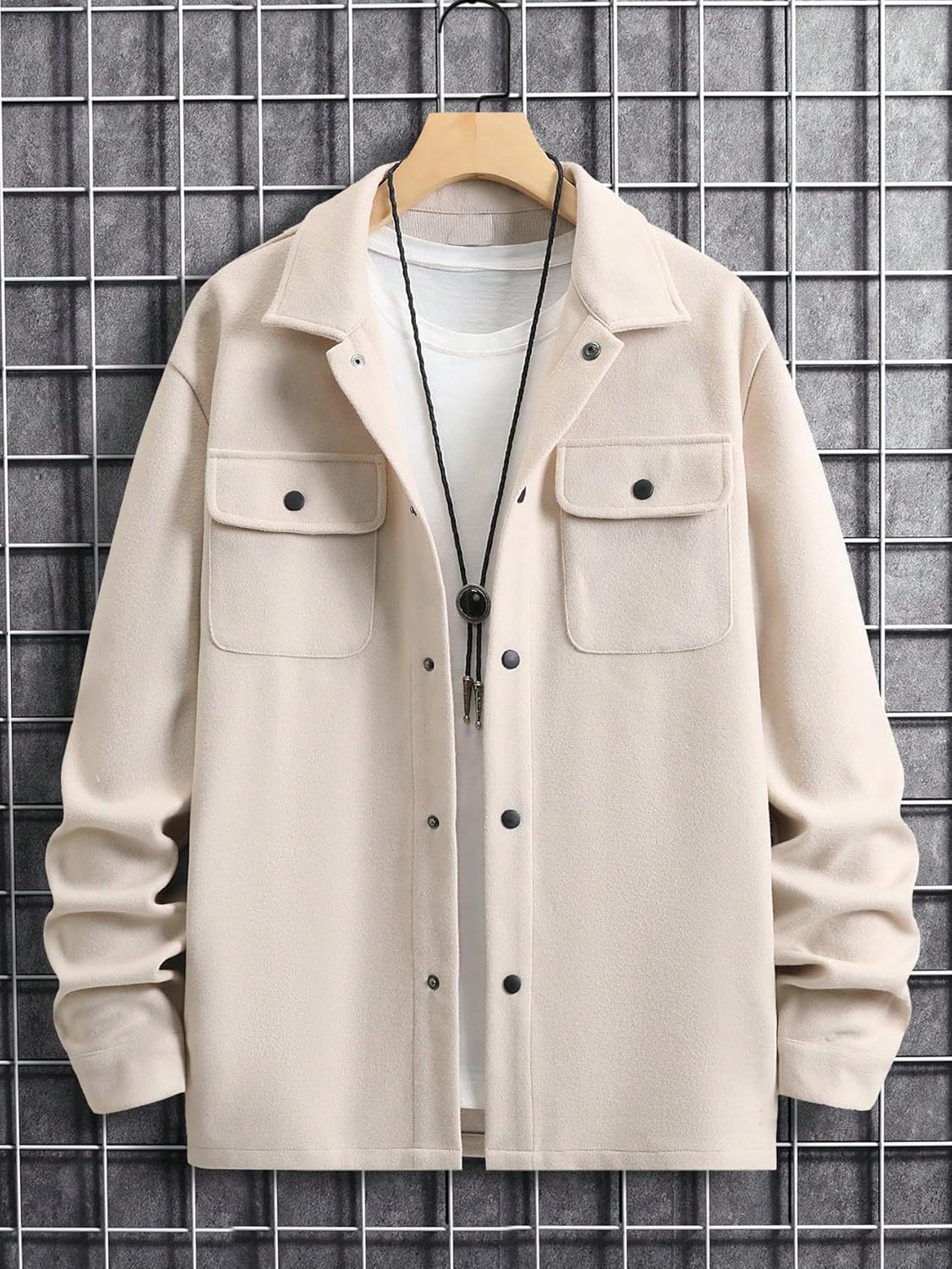 Floerns Men's Casual Flap Pocket Button Front Long Sleeve Jackets