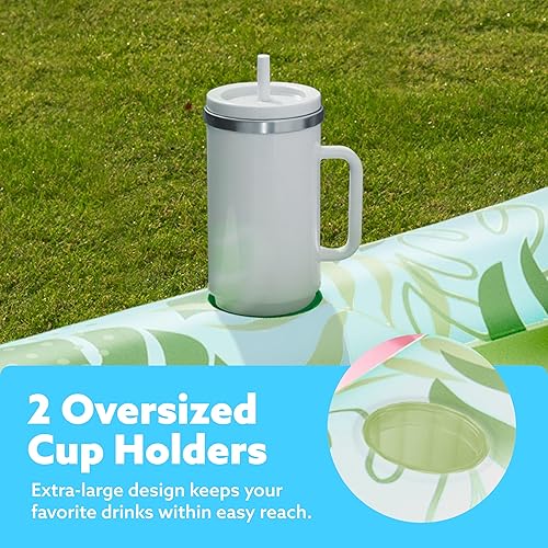 Miniatura 4 de Sloosh Flotador inflable para piscina de bronceado para adultos, 70 x 46 pulgadas, flotadores grandes de piscina para tina de sol, bañera de hielo,