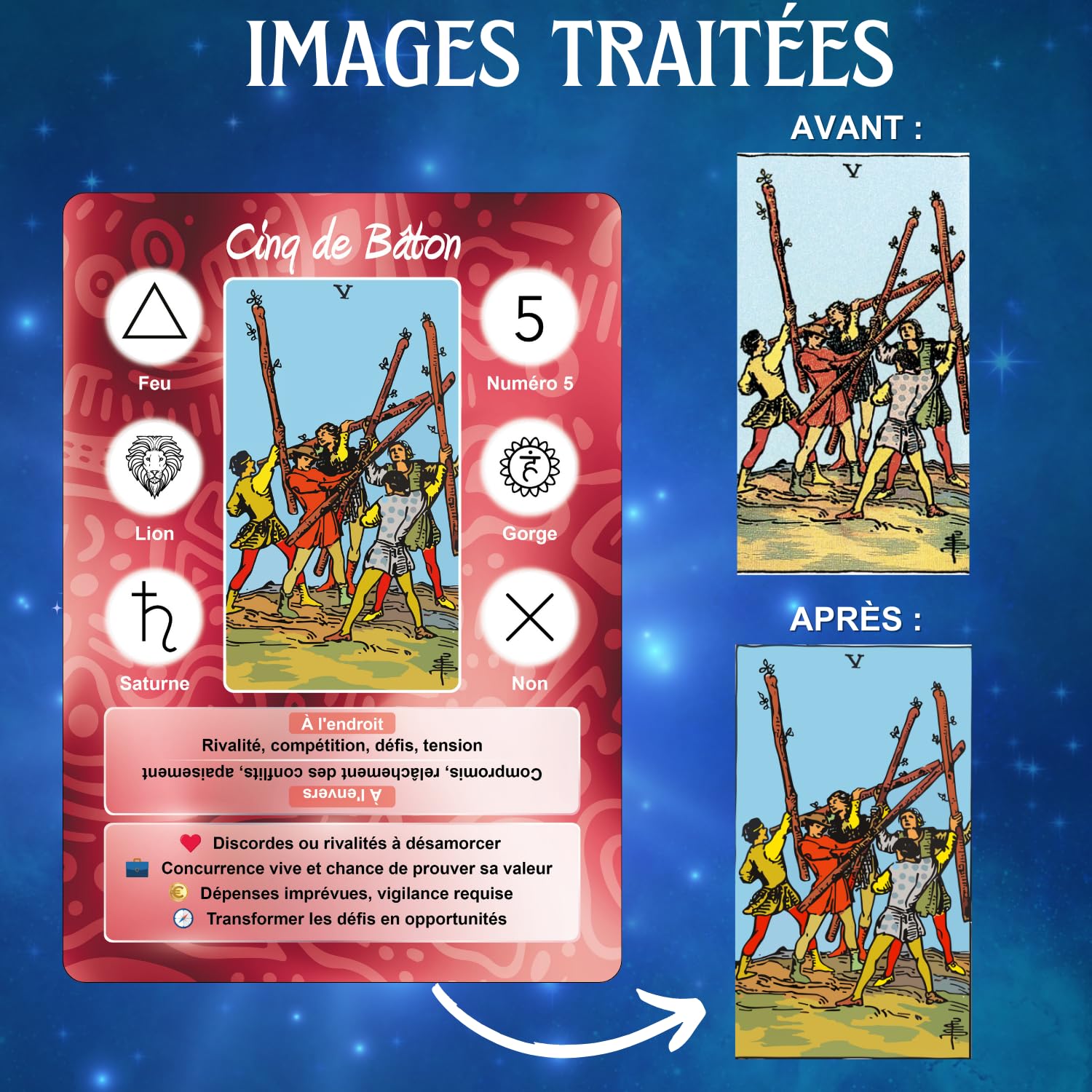 Divinatory Tarot, Easy Tarot, 78 Cards + Booklet +200 Pages, Learn to Read Arcana Easily and Playfully! Ideal Beginners - Image 4