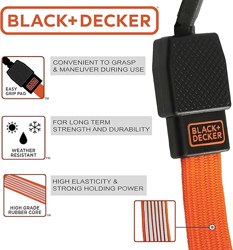 Miniatura 4 de Black+Decker BDX1011 - Correas elásticas planas de 36 pulgadas, color negronaranja, paquete de 2