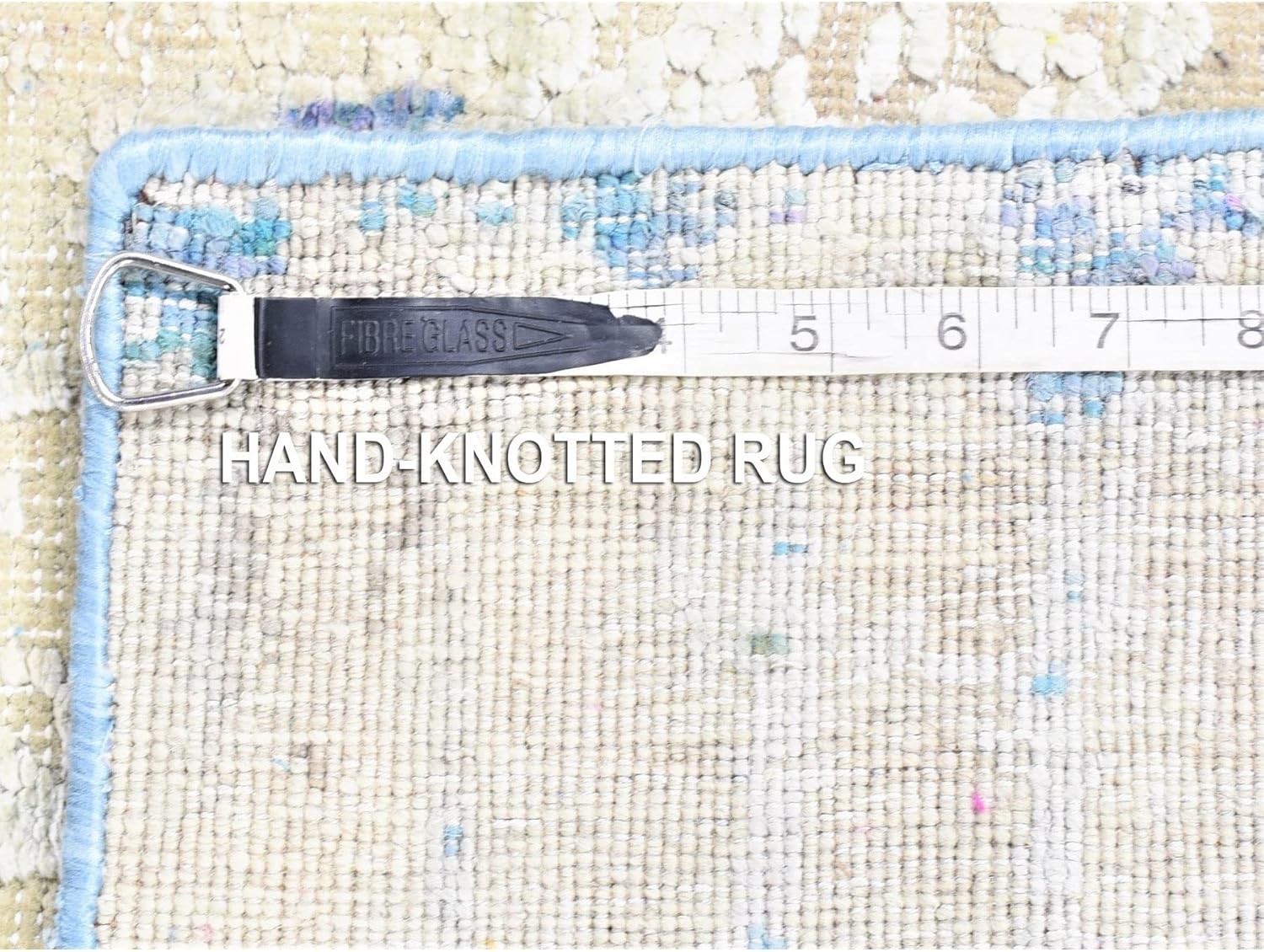 Ivory The Cardiac Design Sari Silk with Textured Wool Hand Knotted Wide Runner Oriental Rug (3'x10'1")