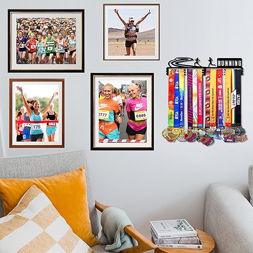 Vista 101 de Goutoports Estante de exhibición para colgar medallas, organizador personalizado de cinta de premios para corredores de carreras deportivas, placas