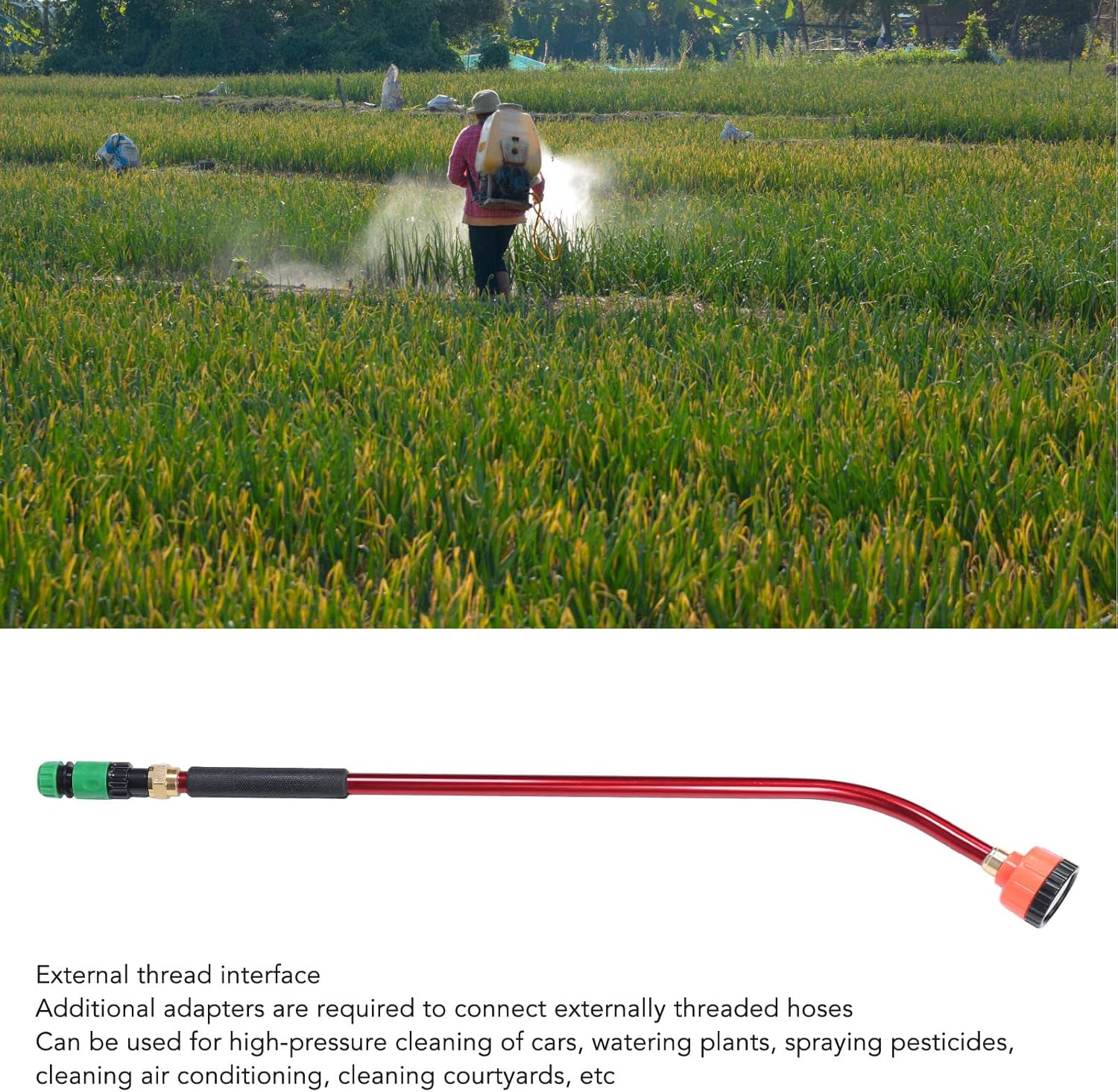 Adjustable Water Sprayer Wand,Watering Wand for Garden Hose, Durable High Rise Stick Sprinkler Aluminum Alloy Plastic Plant Watering Wand for Garden Yard Farm(90cm)