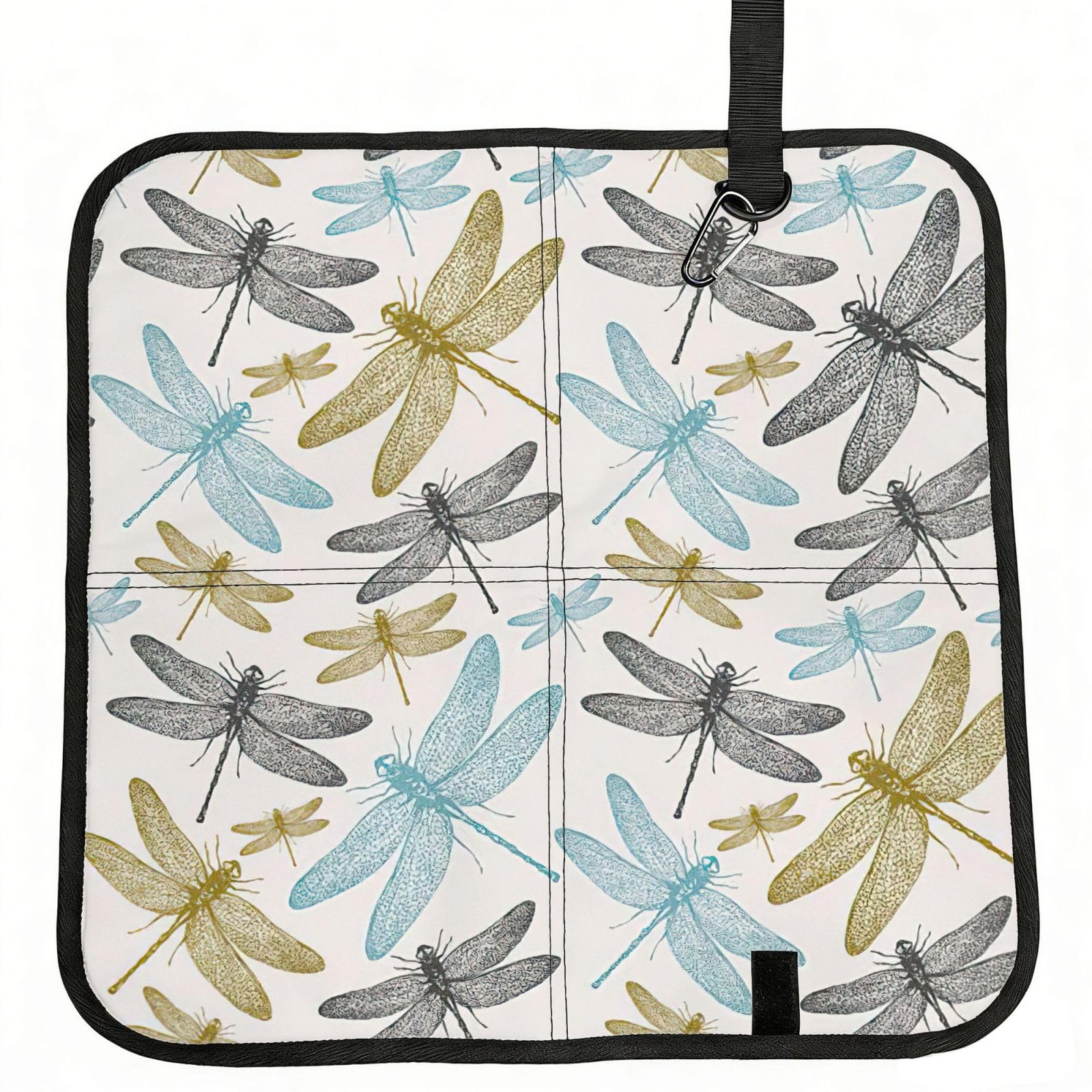 bghdfa Simple Dragonfly Print Outdoor Sitting Mat Waterproof Oxford Cloth Seat Cushion Folding Foam Camping Seat For Picnic