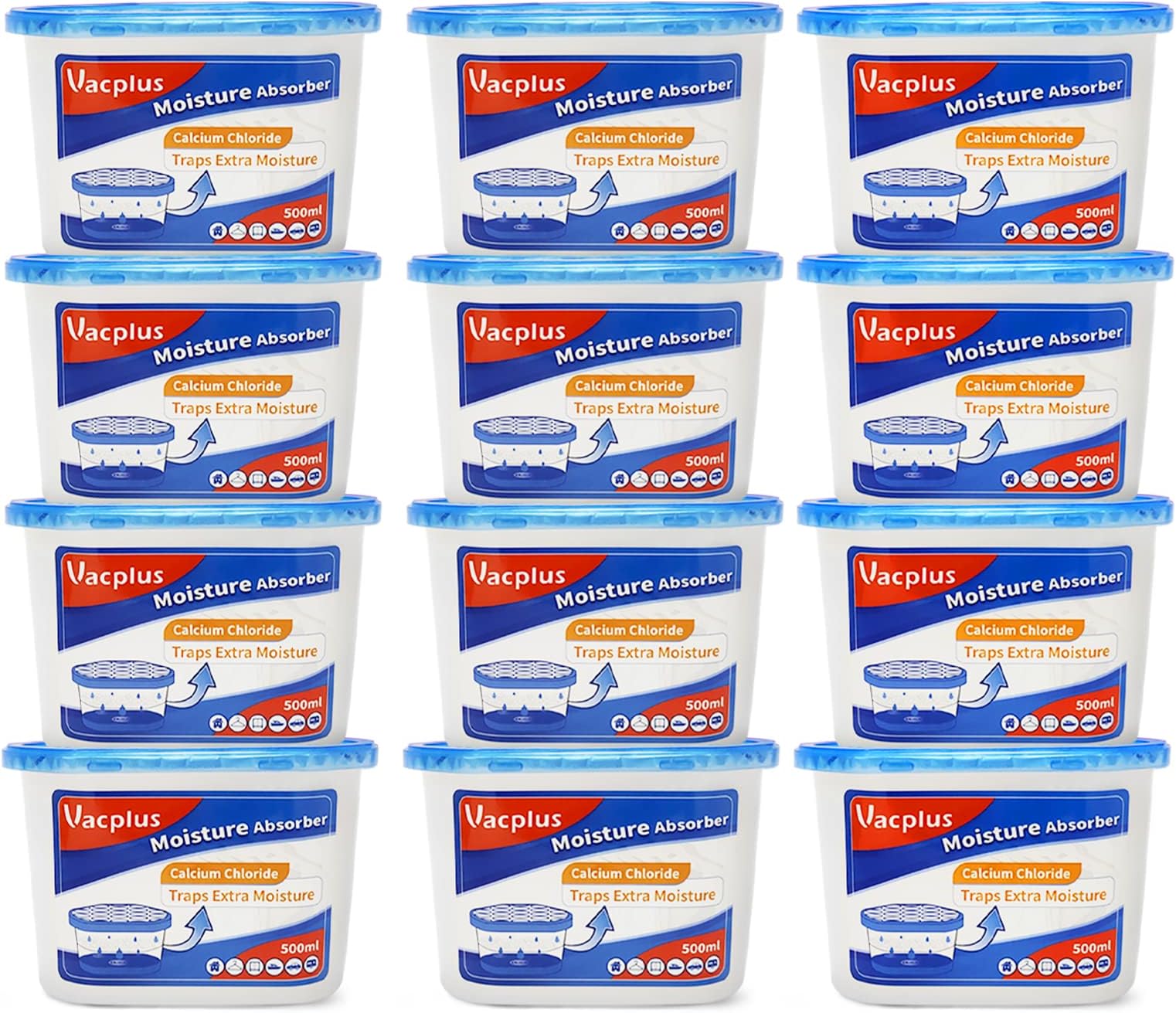 Moisture Absorbers, 10.5 Oz Humidity Absorber Boxes Attracts Extra Moisture from Your Bathroom, Closet, Kitchen & Study, Dehumidifier, Odor Eliminator for Closet (Fragrance Free), 12 Packs