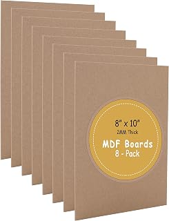 CalPalmy 8-Pack 8x10 Inch MDF Boards 2mm Thick - Smooth Unfinished Wood Sheets for Crafts, Painting, Pyrography & DIY Projects